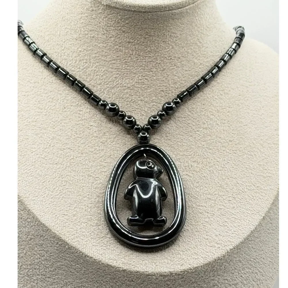 Dark Metal Pendant Necklace Set – 2 Pc Modern Artisan Style
